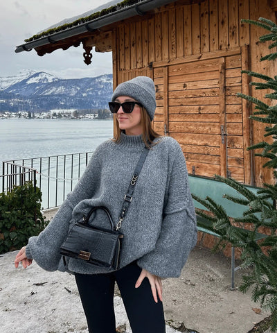 Dames Oversized Gebreide Trui Met Col Kraag En Lange Mouwen