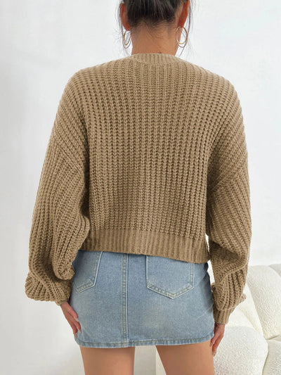 Dames Gebreide Trui Met Oversized Mouwen En Ronde Hals