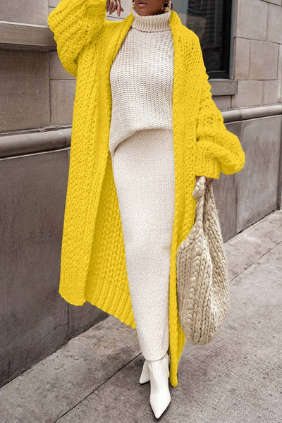 Dames Oversized Gebreide Cardigan Van Wol Met Lange Open Voorzijde