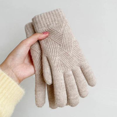 Dames Kasjmier Handschoenen Met Diamantgebreid Patroon
