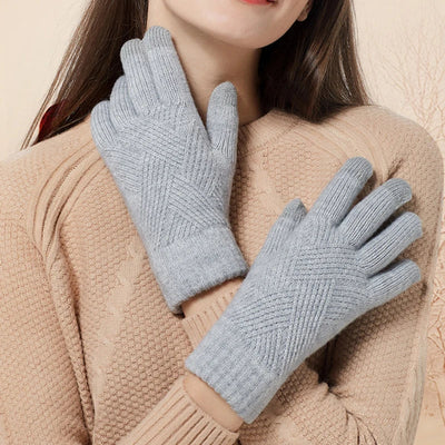 Dames Kasjmier Handschoenen Met Diamantgebreid Patroon