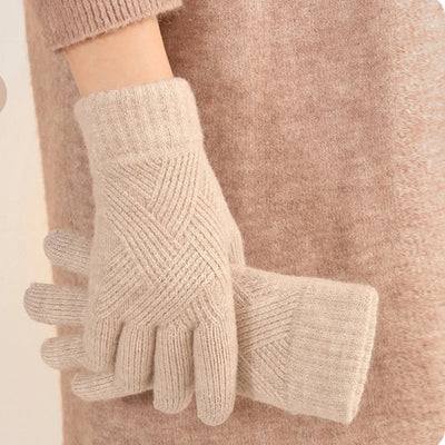 Dames Kasjmier Handschoenen Met Diamantgebreid Patroon
