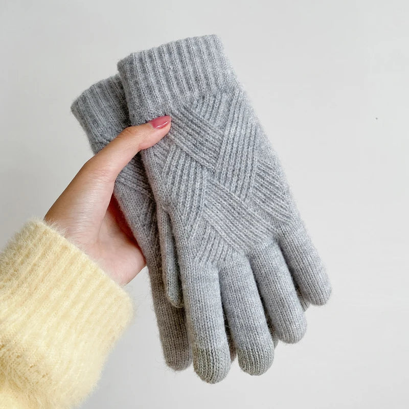 Dames Kasjmier Handschoenen Met Diamantgebreid Patroon