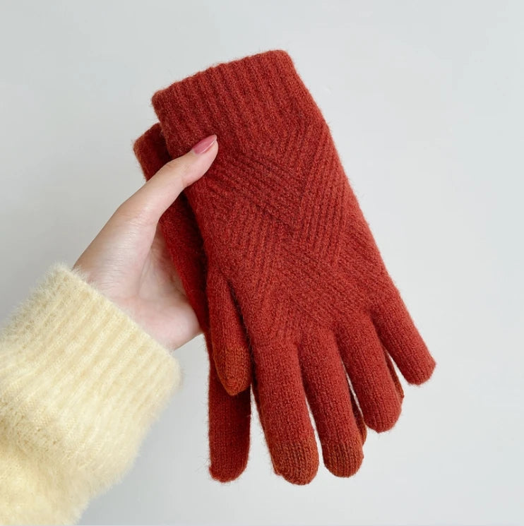 Dames Kasjmier Handschoenen Met Diamantgebreid Patroon