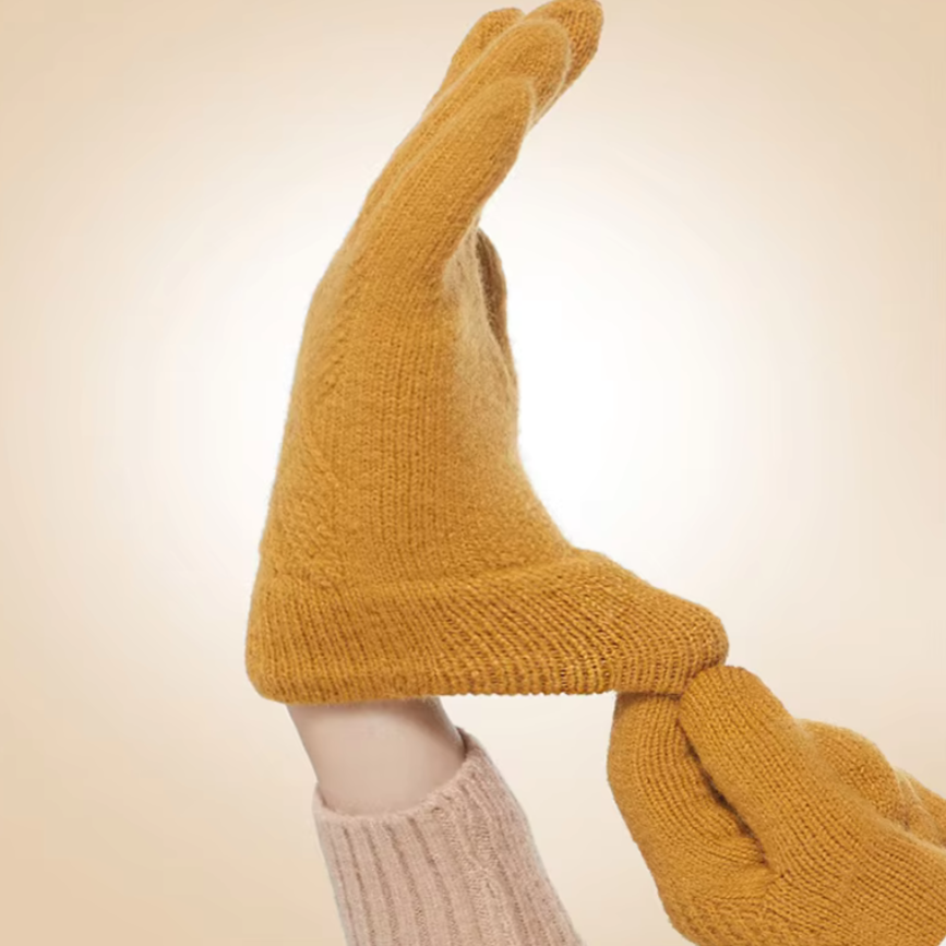Dames Kasjmier Handschoenen Met Diamantgebreid Patroon