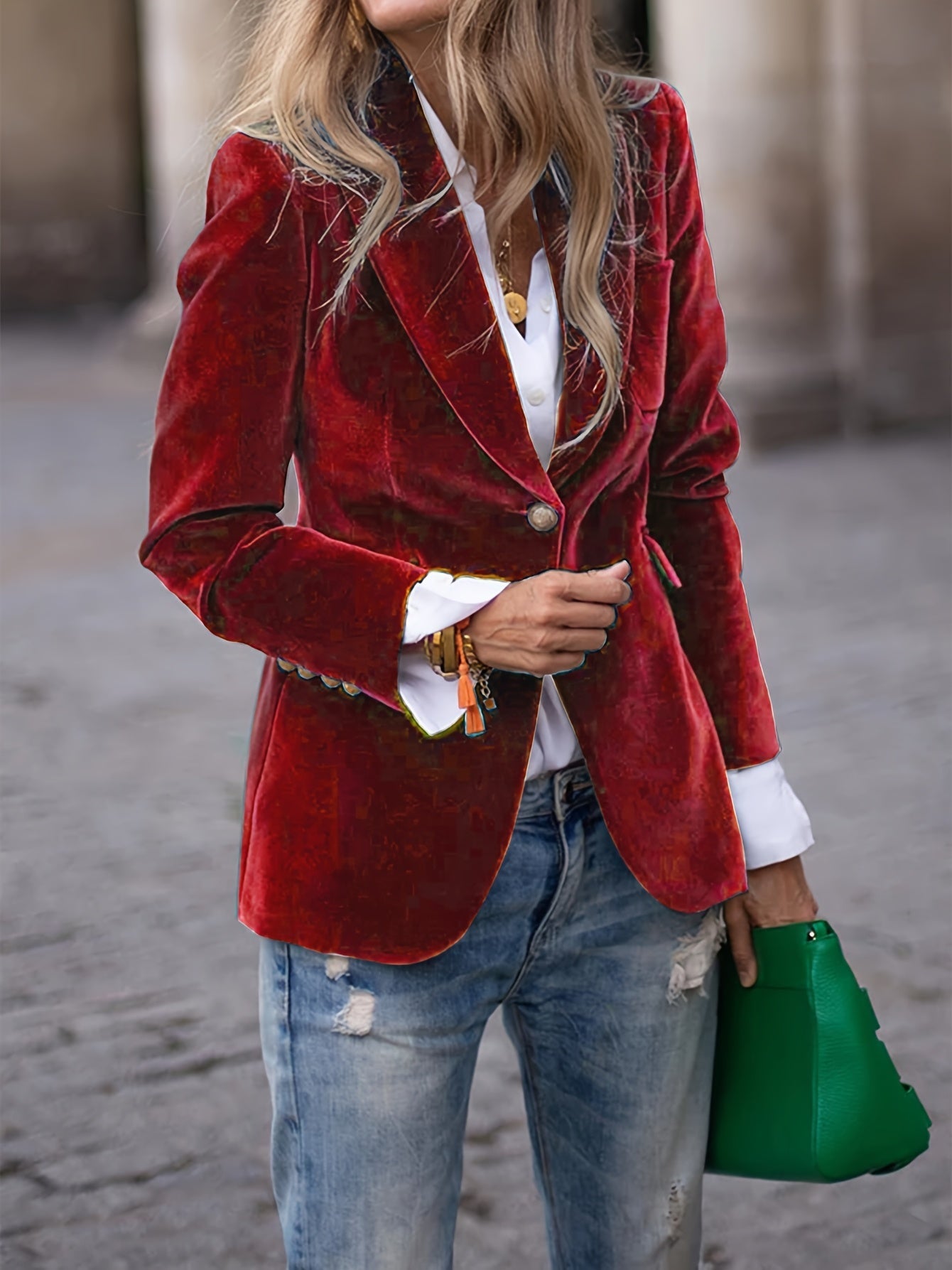 Elegante Blazer voor Dames met Gouden Accenten