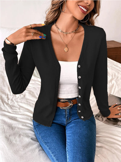Dames Casual Vest Met Knopen En Lange Mouwen