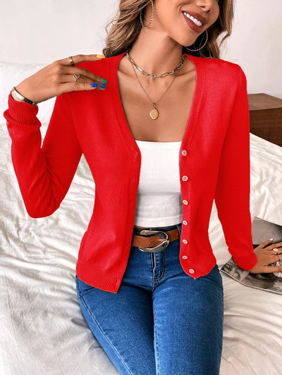 Dames Casual Vest Met Knopen En Lange Mouwen