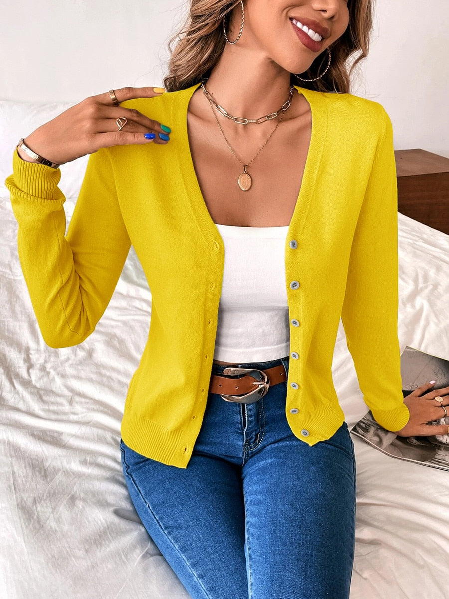 Dames Casual Vest Met Knopen En Lange Mouwen
