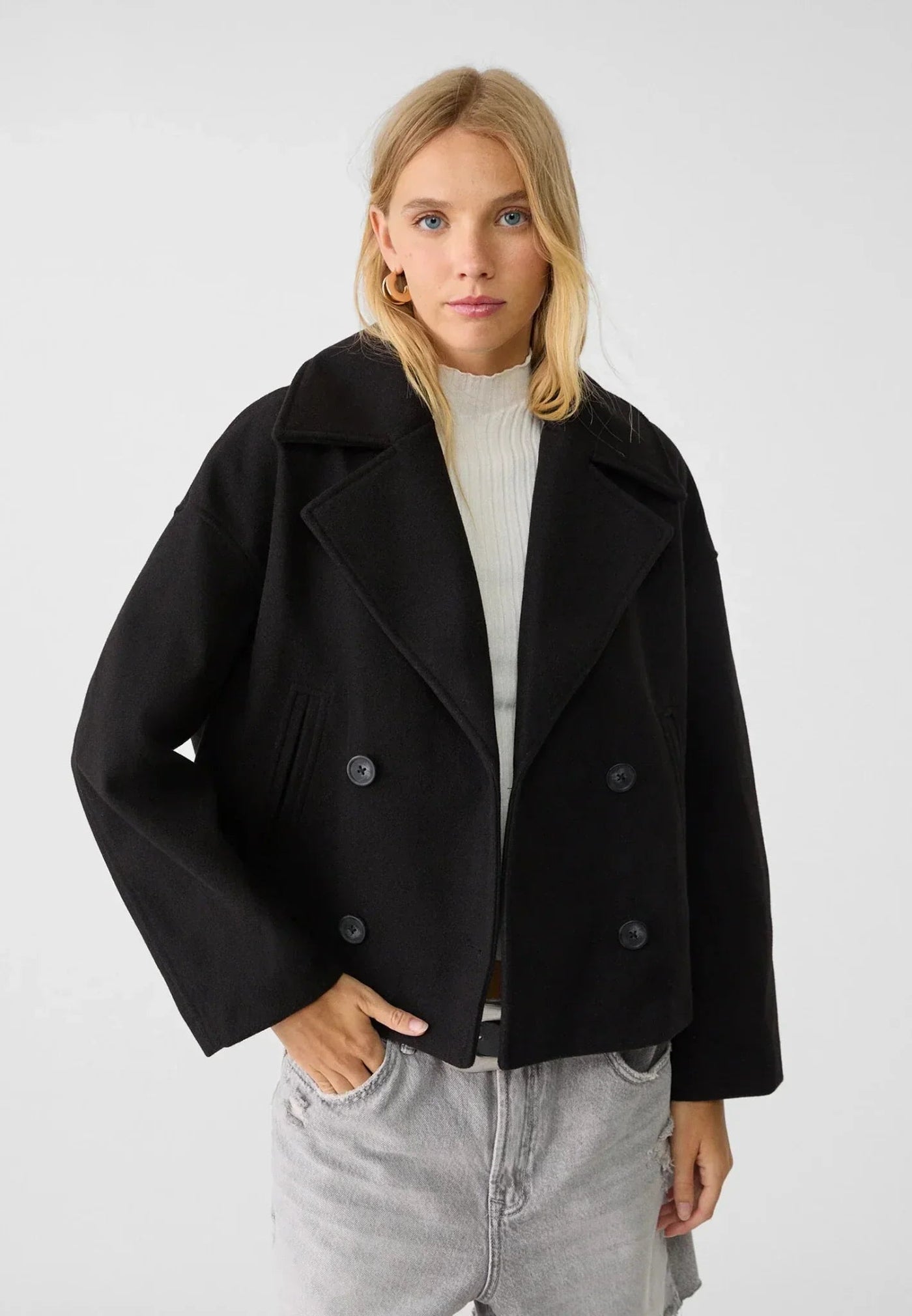 Dames Korte Trenchcoat Met Dubbele Knopensluiting En Reverskraag