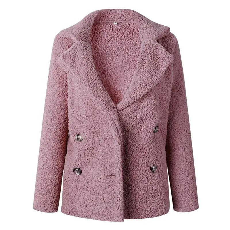 Dames Korte Teddy Jas Met Reverskraag