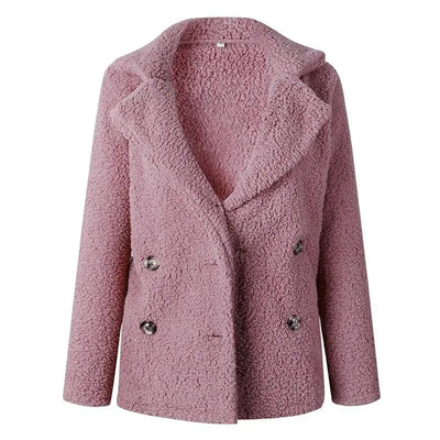 Dames Korte Teddy Jas Met Reverskraag