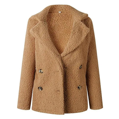 Dames Korte Teddy Jas Met Reverskraag