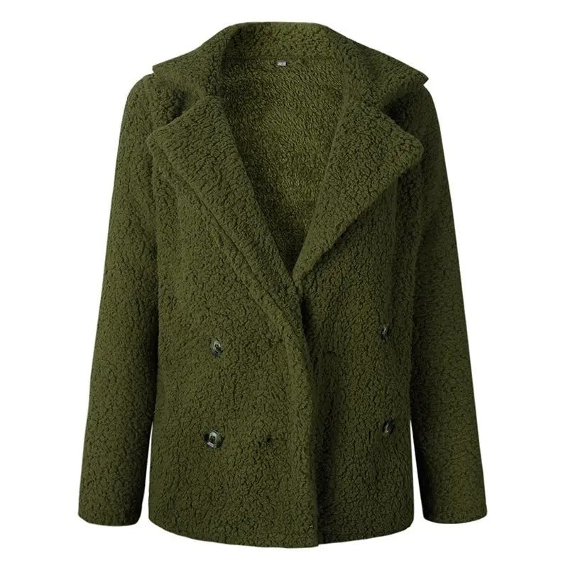 Dames Korte Teddy Jas Met Reverskraag