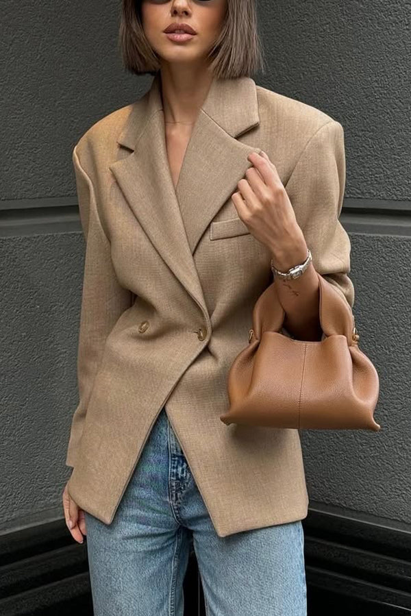 Dames Effen Blazer Met Revers Lange Mouwen En Knoopsluiting