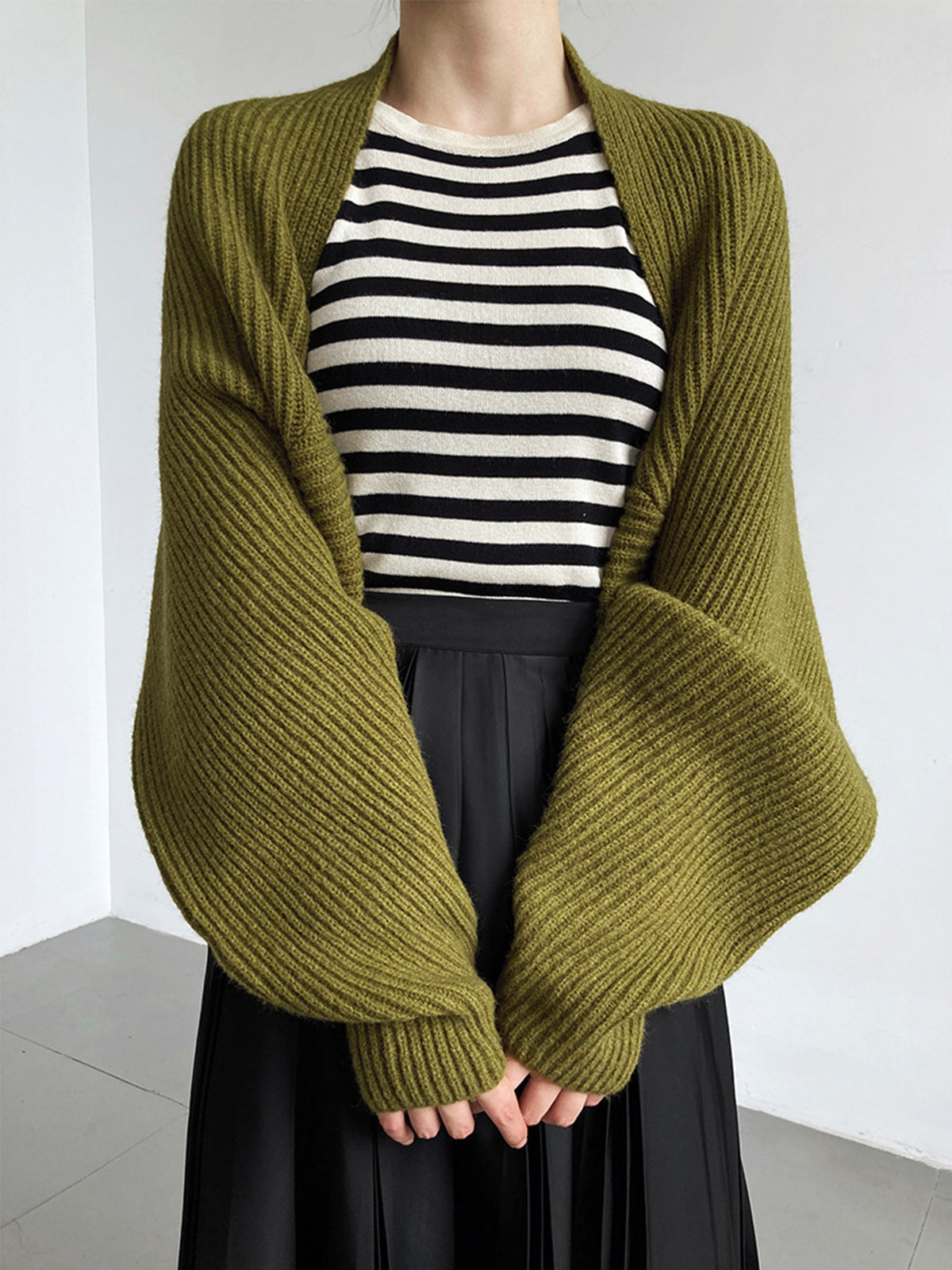 Dames Gebreide Open Cardigan Met Lange Mouwen