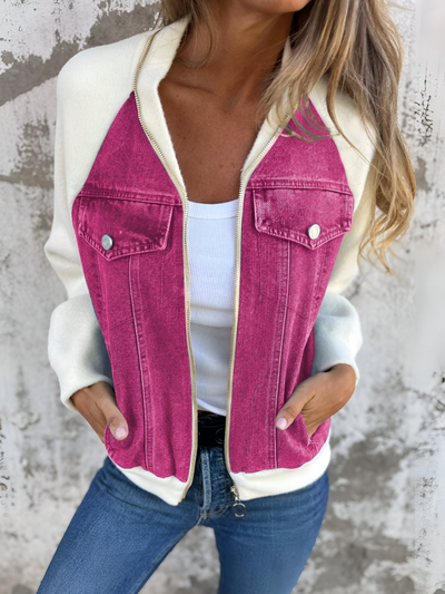 Dames Denim Jasje Met Ritssluiting En Borstzakken