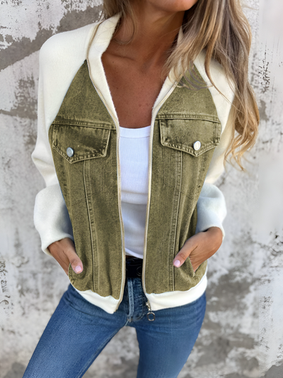 Dames Denim Jasje Met Ritssluiting En Borstzakken