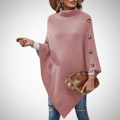 Dames Oversized Gebreide Coltrui Met Knopen Op De Schouder