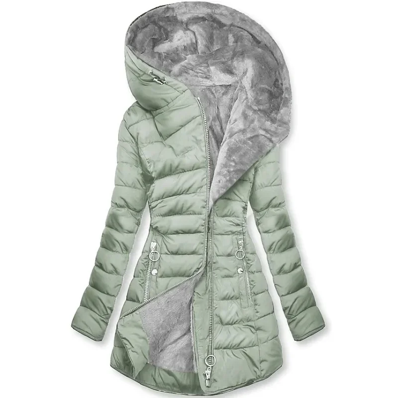 Dames Lange Winterjas Met Capuchon En Zachte Voering