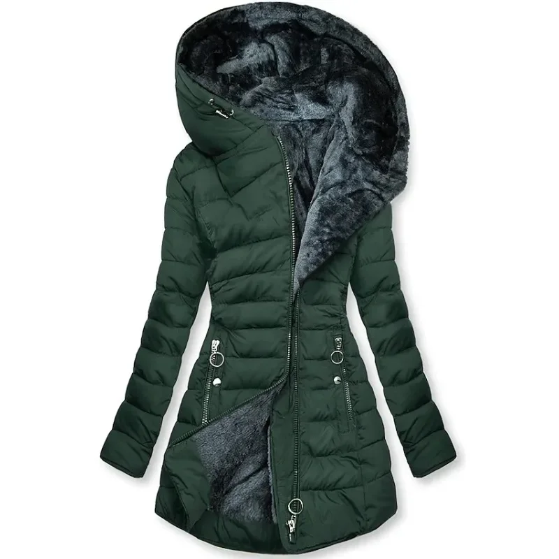 Dames Lange Winterjas Met Capuchon En Zachte Voering