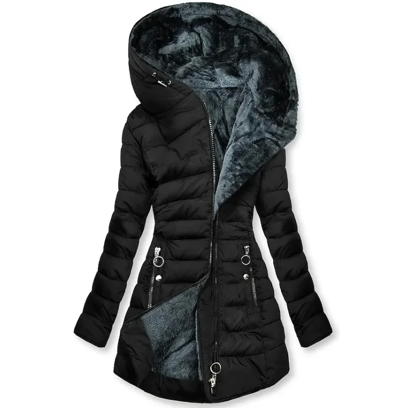 Dames Lange Winterjas Met Capuchon En Zachte Voering