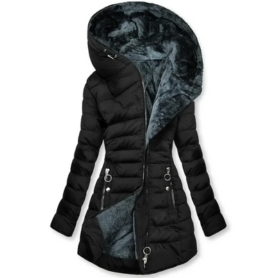 Dames Lange Winterjas Met Capuchon En Zachte Voering