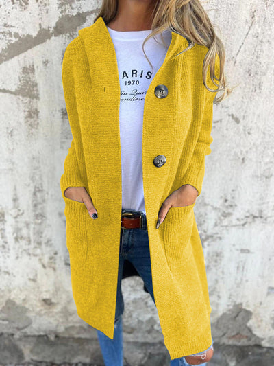 Dames Lange Zachte Gebreide Cardigan Met Knopen En Zakken