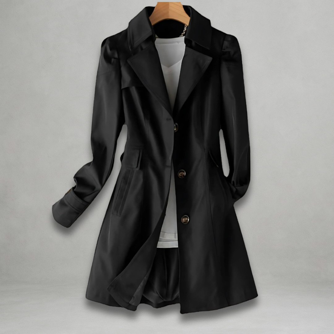 Dames Lange Trenchcoat Met Knopen En Lange Mouwen