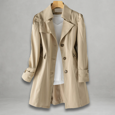 Dames Lange Trenchcoat Met Knopen En Lange Mouwen