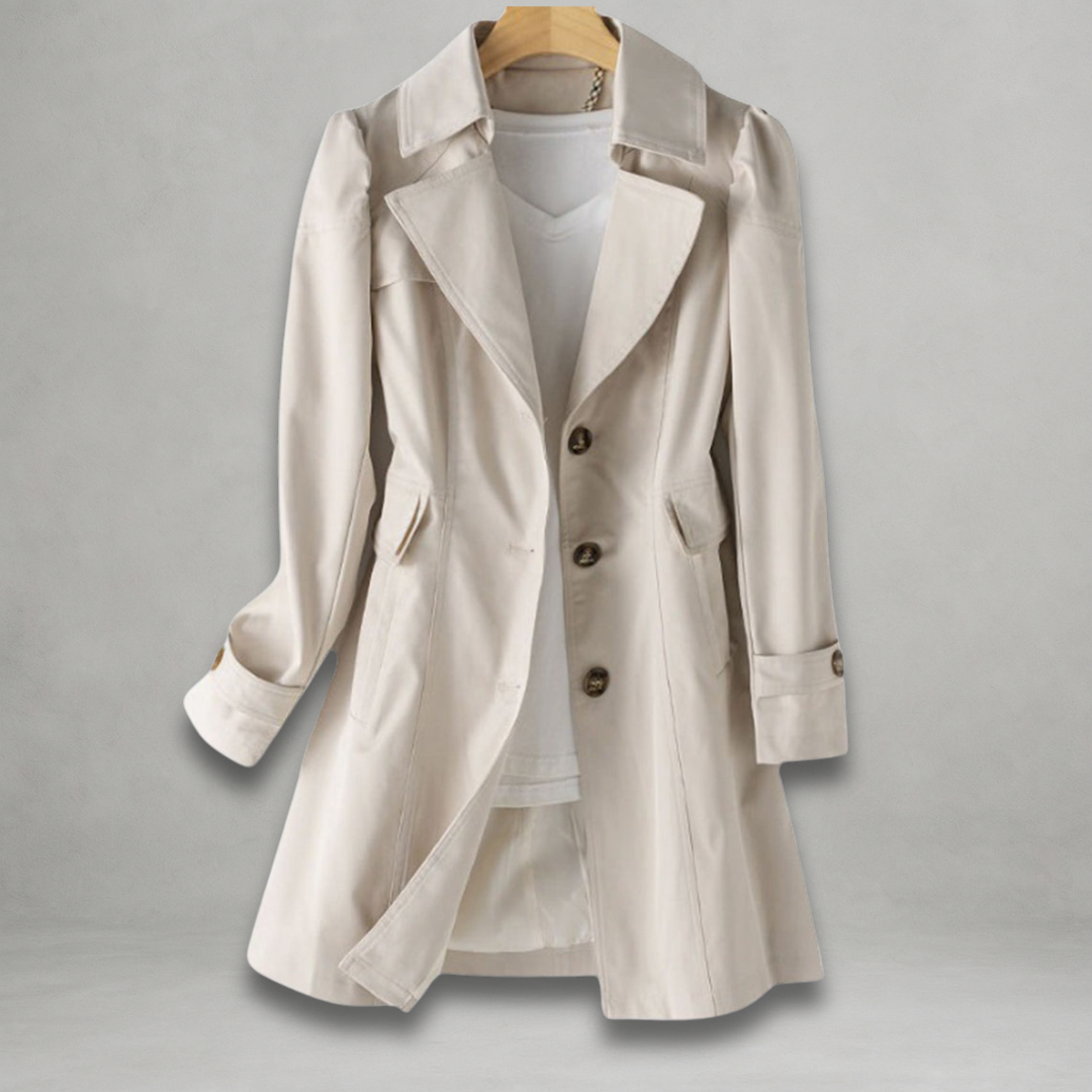 Dames Lange Trenchcoat Met Knopen En Lange Mouwen