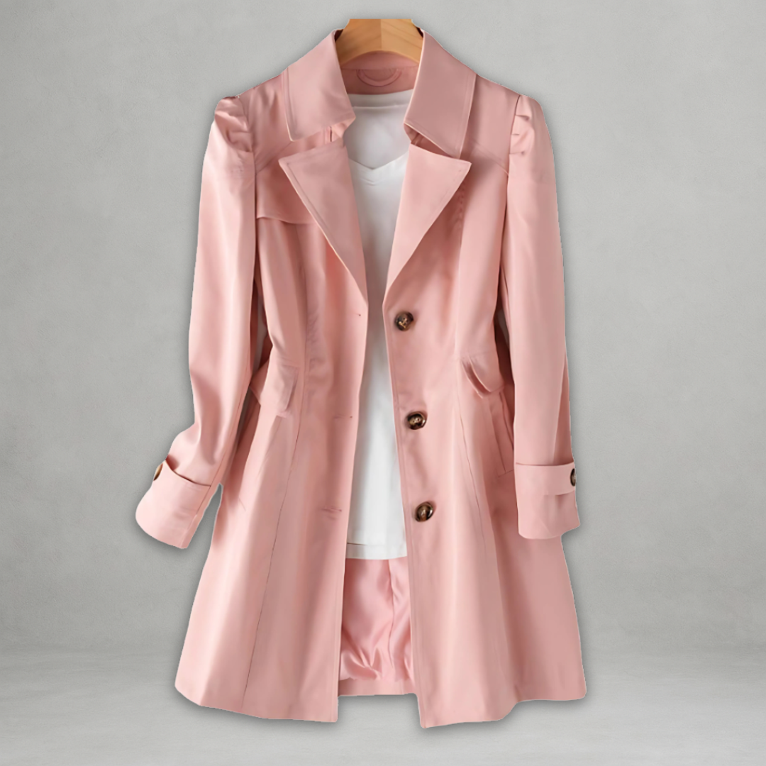 Dames Lange Trenchcoat Met Knopen En Lange Mouwen
