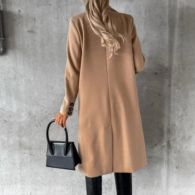 Dames Lange Trenchcoat Met Dubbele Knopen En Lange Mouwen