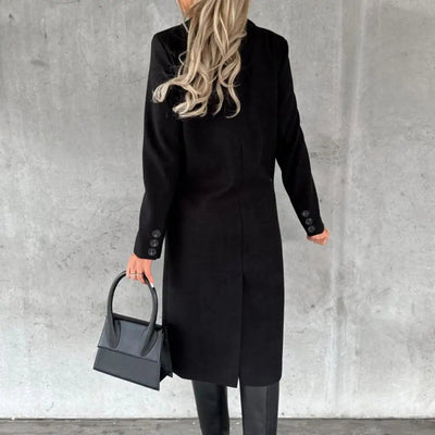 Dames Lange Trenchcoat Met Dubbele Knopen En Lange Mouwen
