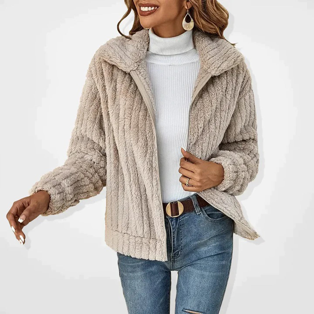 Dames Warm Fleece Vest Met Lange Mouwen En Rits