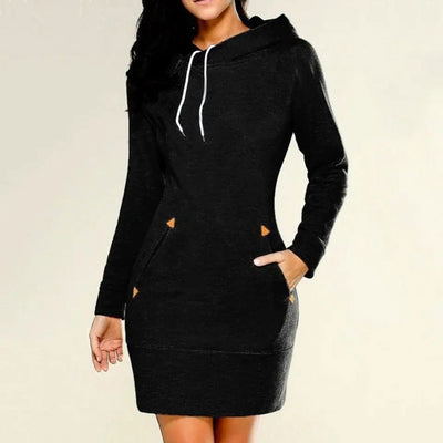 Dames Hoodie Jurk Met Capuchon En Zijzakken
