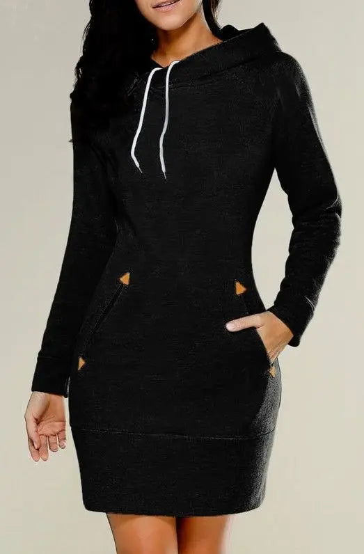 Dames Hoodie Jurk Met Capuchon En Zijzakken