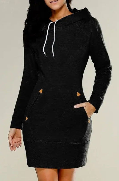Dames Hoodie Jurk Met Capuchon En Zijzakken