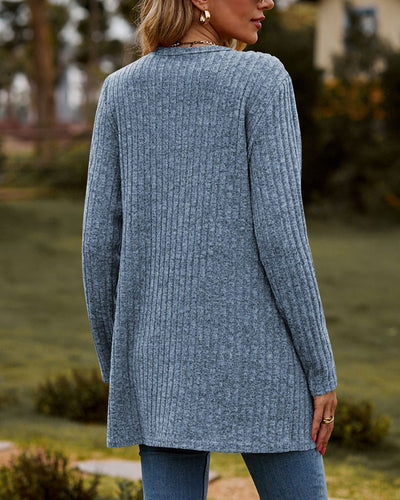 Dames Lange Gebreide Cardigan Met Knopen