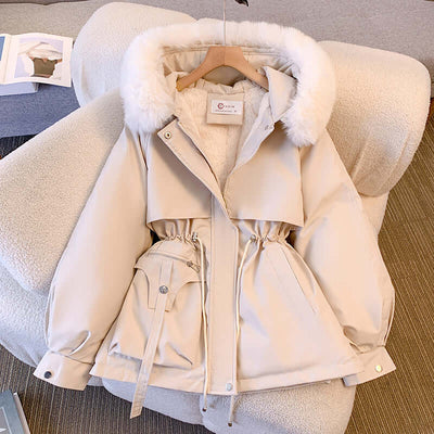Dames Elegante Winterjas Met Capuchon En Bontrand