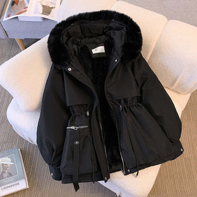 Dames Elegante Winterjas Met Capuchon En Bontrand