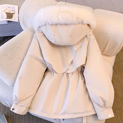 Dames Elegante Winterjas Met Capuchon En Bontrand