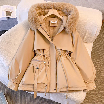 Dames Elegante Winterjas Met Capuchon En Bontrand