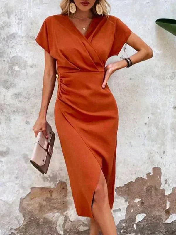 Elegante Maxi Jurk Dames met V-Hals en Split