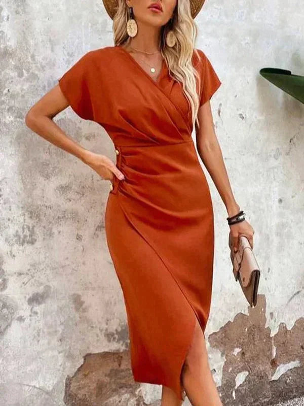 Elegante Maxi Jurk Dames met V-Hals en Split