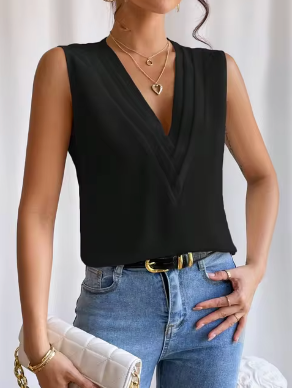 Elegante Mouwloze Top Dames met V-hals