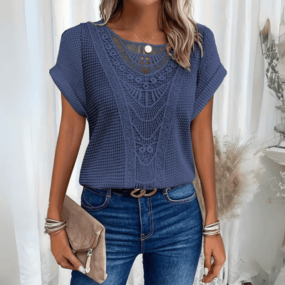 Dames Blouse Met Korte Mouwen En Kanten Details