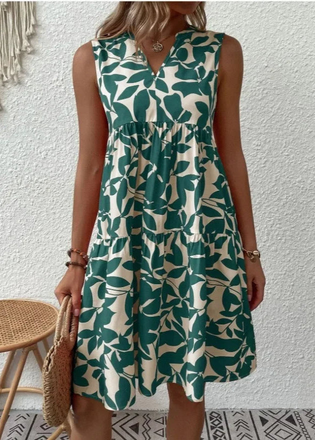 Elegante Zomerjurk Dames met V-hals en Bloemenprint