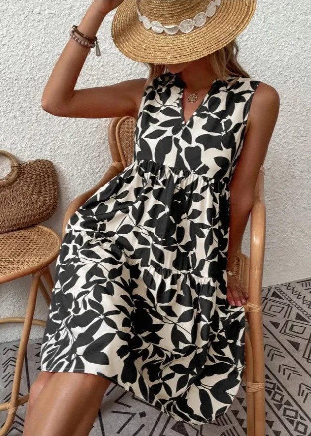 Elegante Zomerjurk Dames met V-hals en Bloemenprint