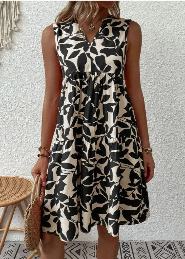 Elegante Zomerjurk Dames met V-hals en Bloemenprint